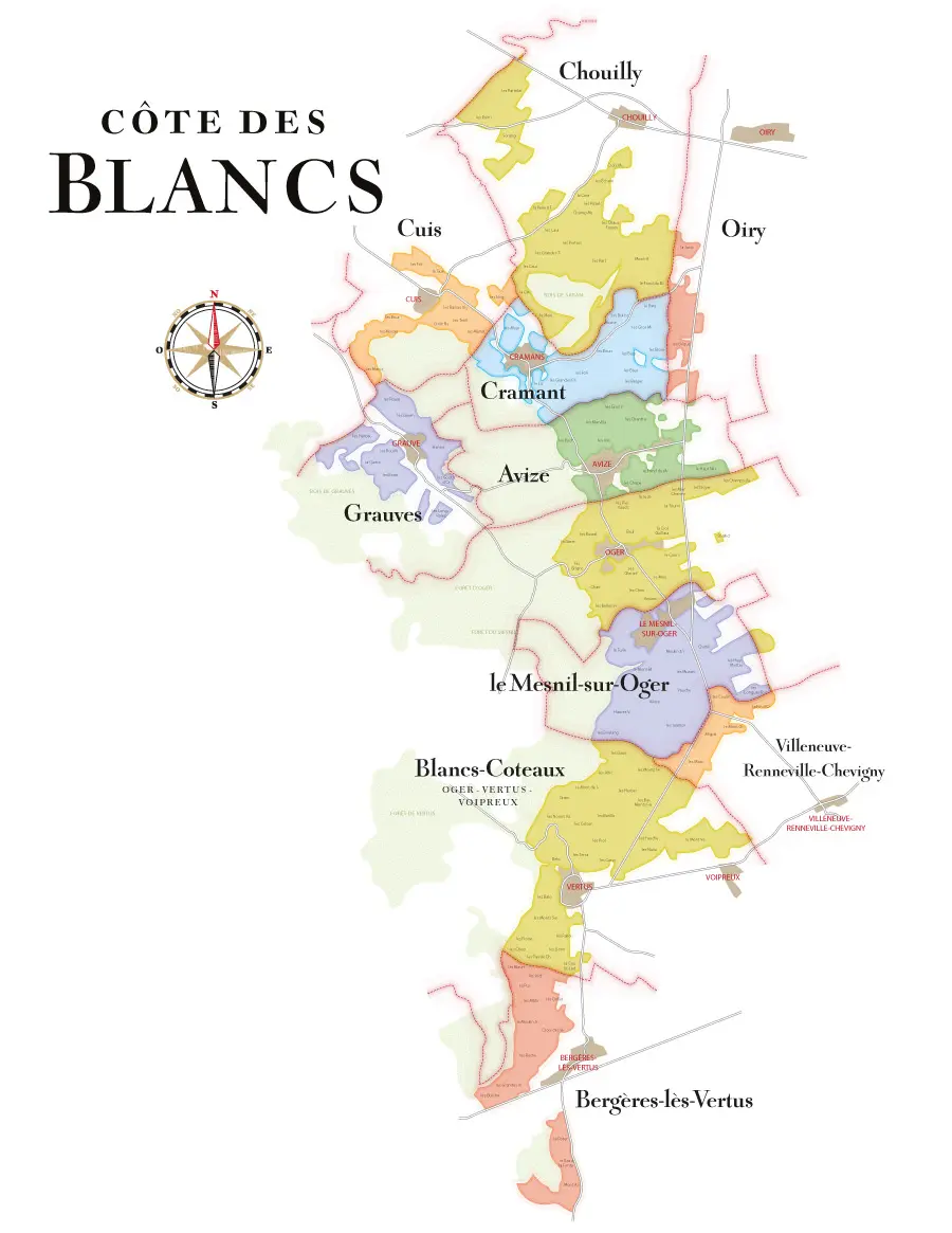 Côte des Blancs map